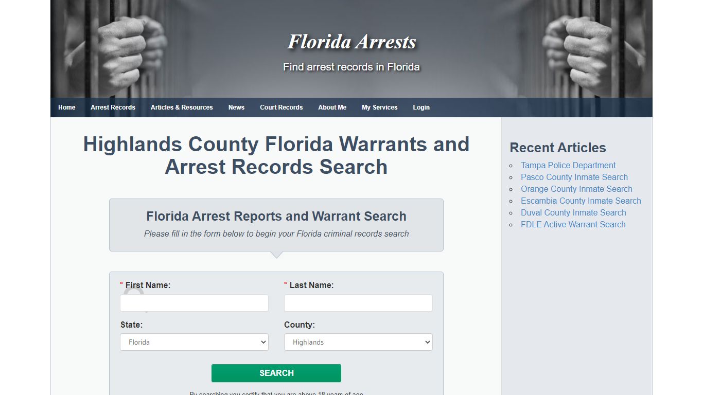 Highlands County Florida Warrants and Arrest Records Search