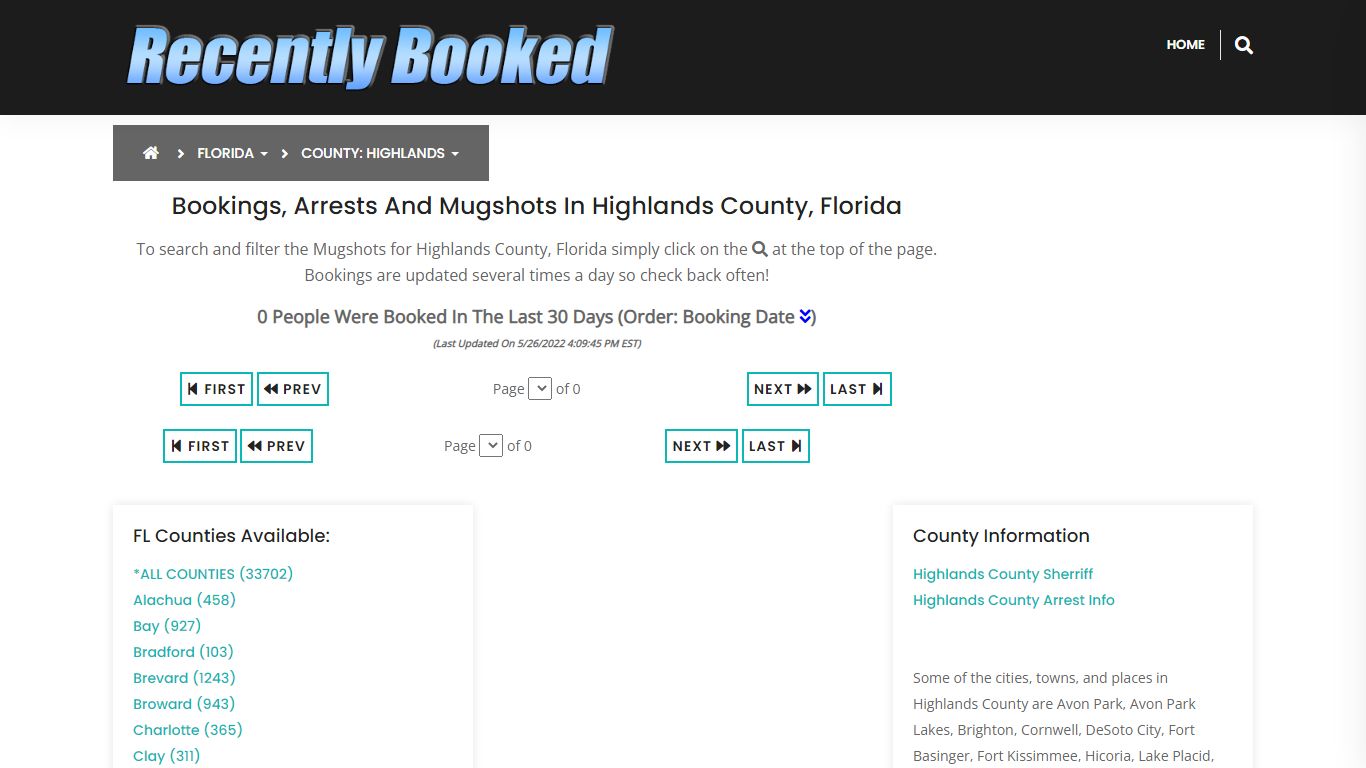 Bookings, Arrests and Mugshots in Highlands County, Florida